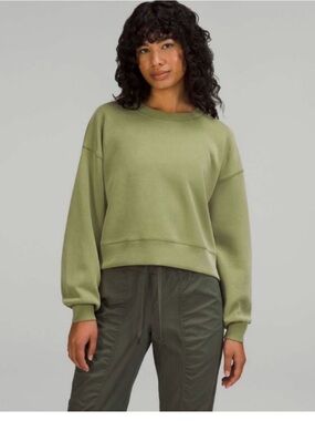 lululemon athletica Olive Green Cropped Crewneck Sweatshirt